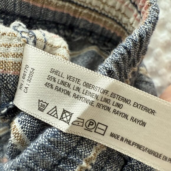 Anthropologie Mermaid Linen Blend Striped Pull On Shorts Size Medium Coastal - Picture 9 of 9